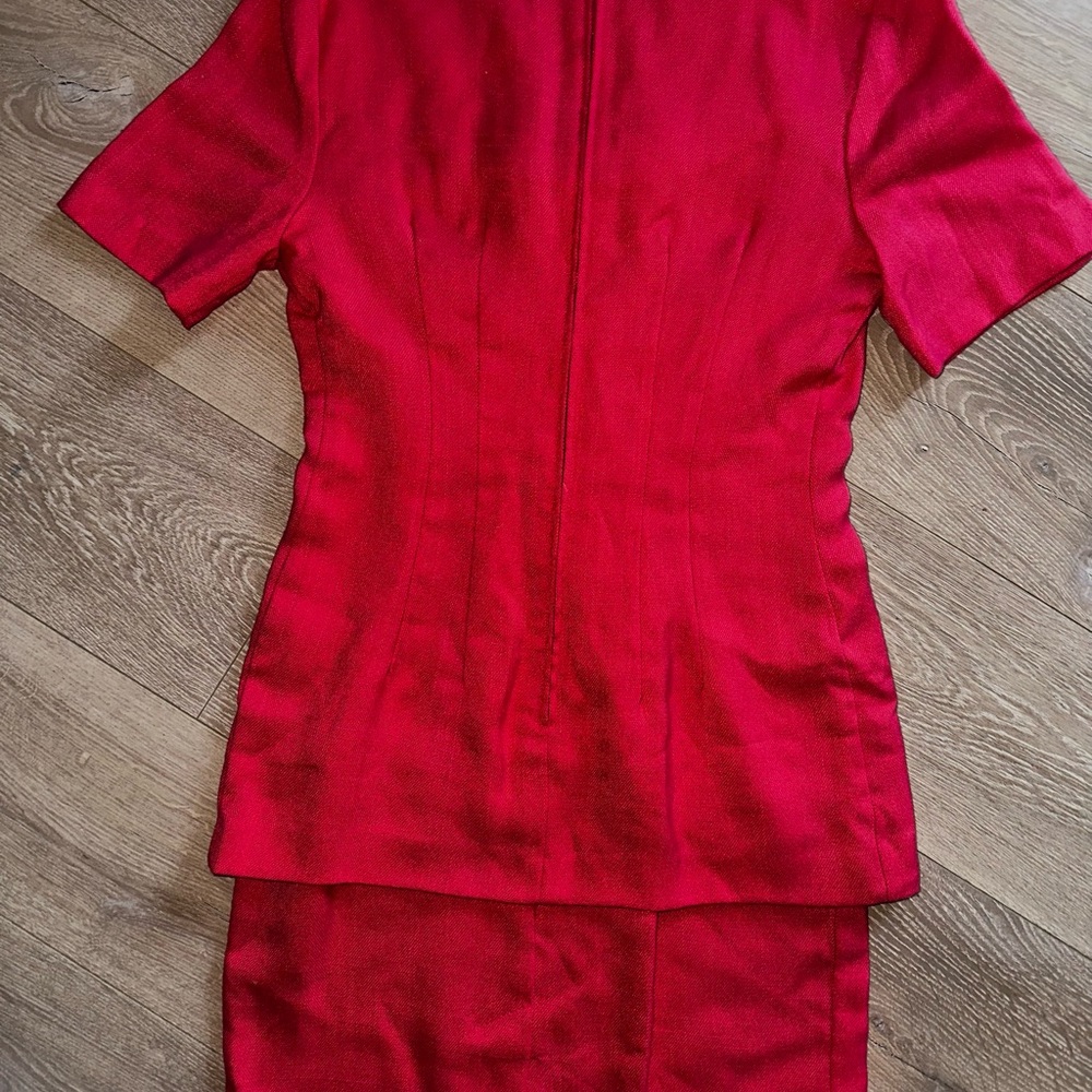 VTG 80s 90s Magenta Pink Dress Suit Button Front Petite Sz 6 NWT 💕 - Picture 11 of 14
